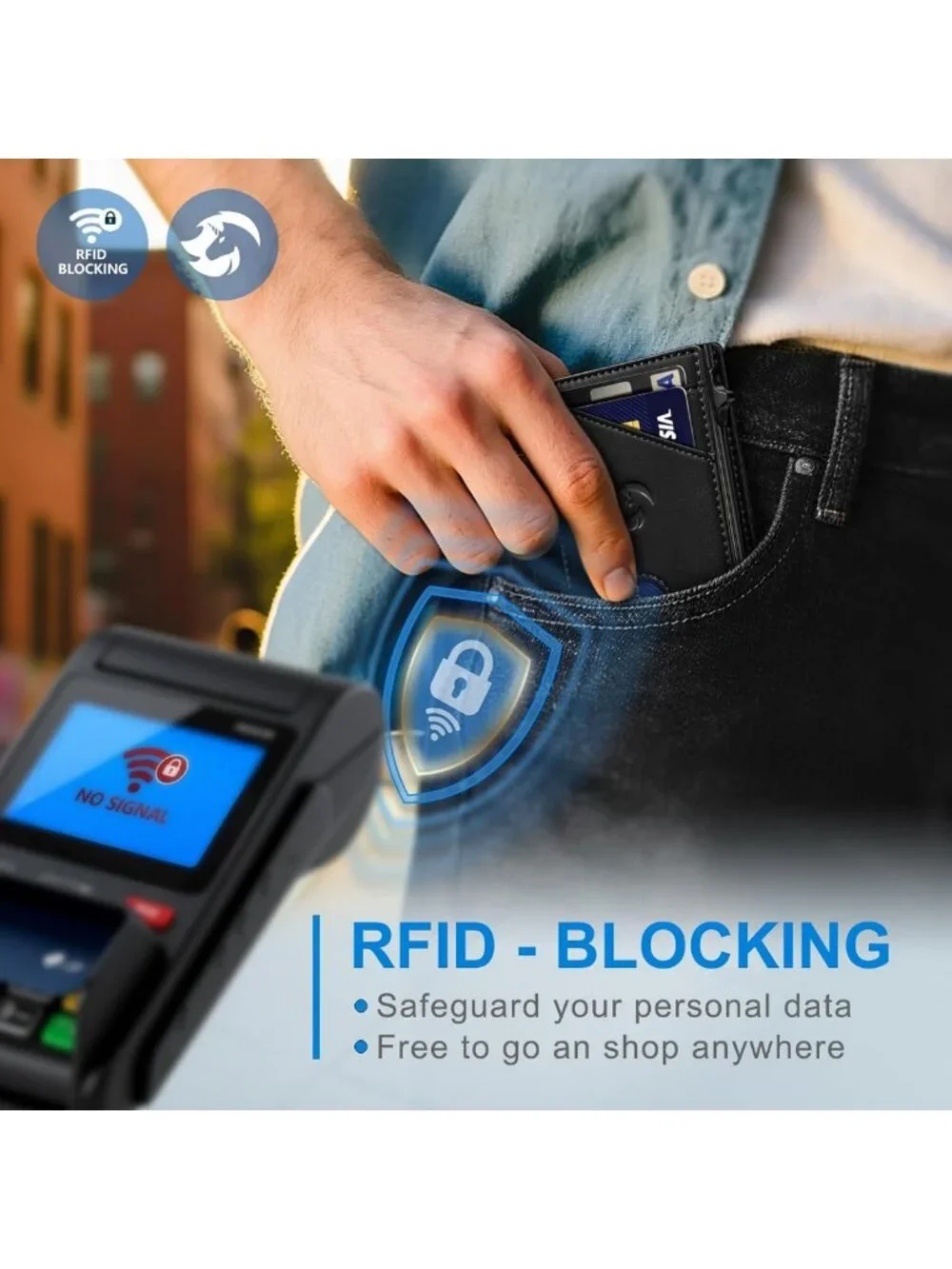 Slim RFID Blocking Wallet for Men, Minimalist Bifold with 9 Card Slots & ID
